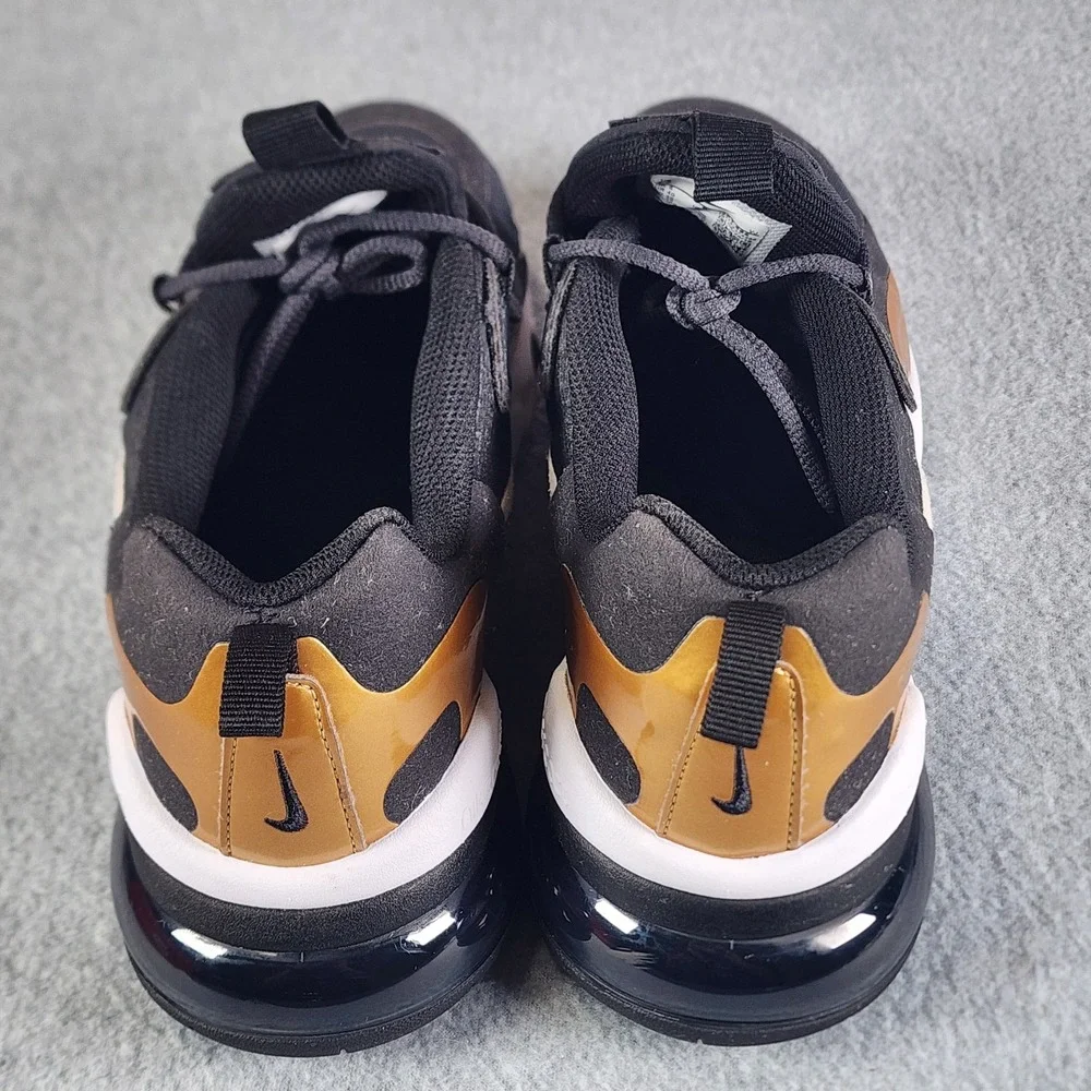 Nike Air Max 270 React‎ (GS) Shoes 7Y Black Gold BQ0103-005